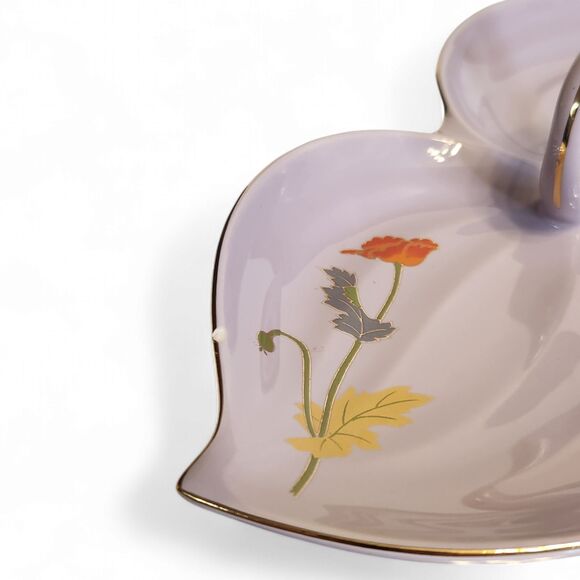 Beautiful Vintage Toko Japan Two-Sided Ceramic Trinket Tray Dish, 10"w Lavender - Picture 7 of 11